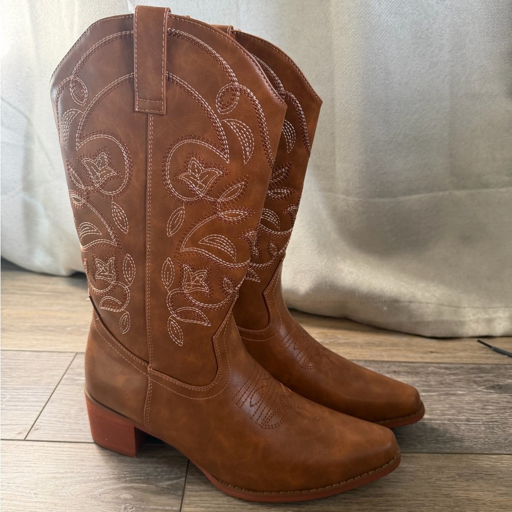 Brown Western Embroidered Boots